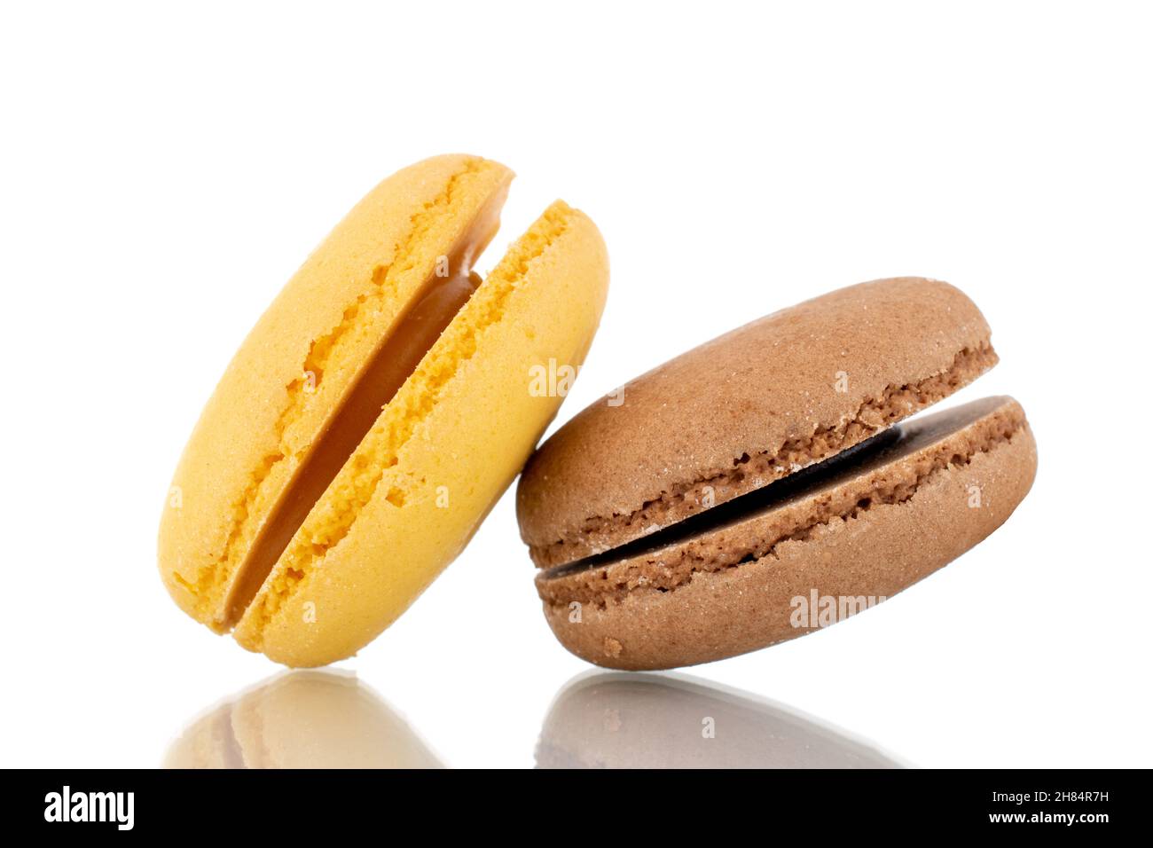 Two sweet macaroons, close-up, isolated on white Stock Photo - Alamy