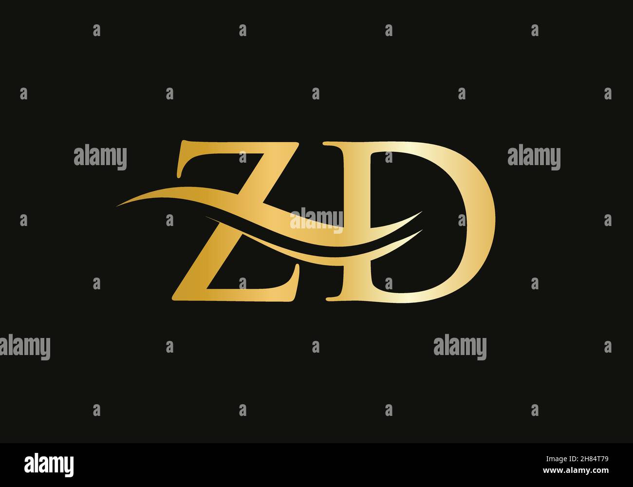 Gold ZD letter logo design. ZD logo design with creative and modern trendy Stock Vector