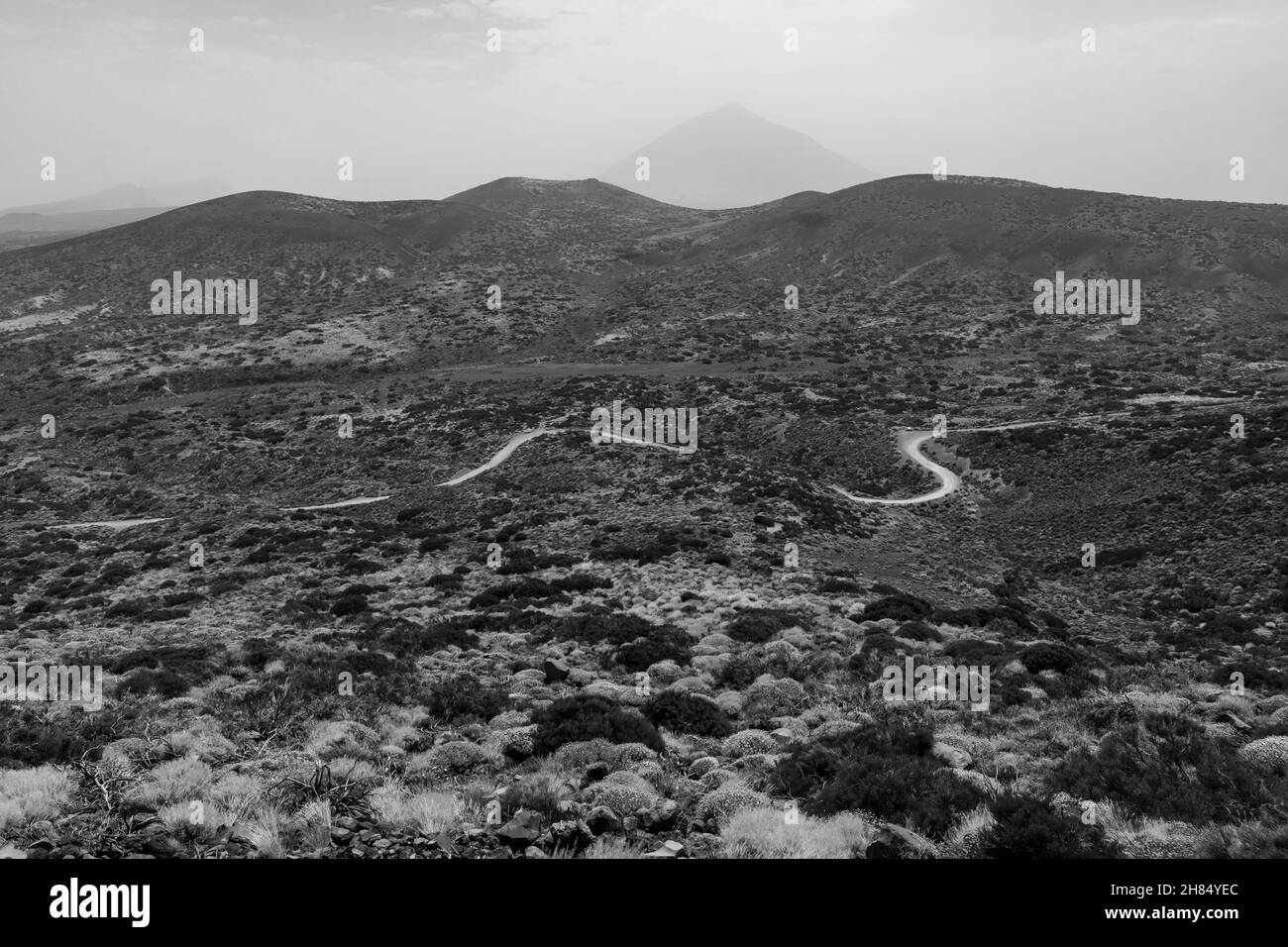 Mountain landscape. Black and white. Tenerife. Canary Islands. Spain. Stock Photo