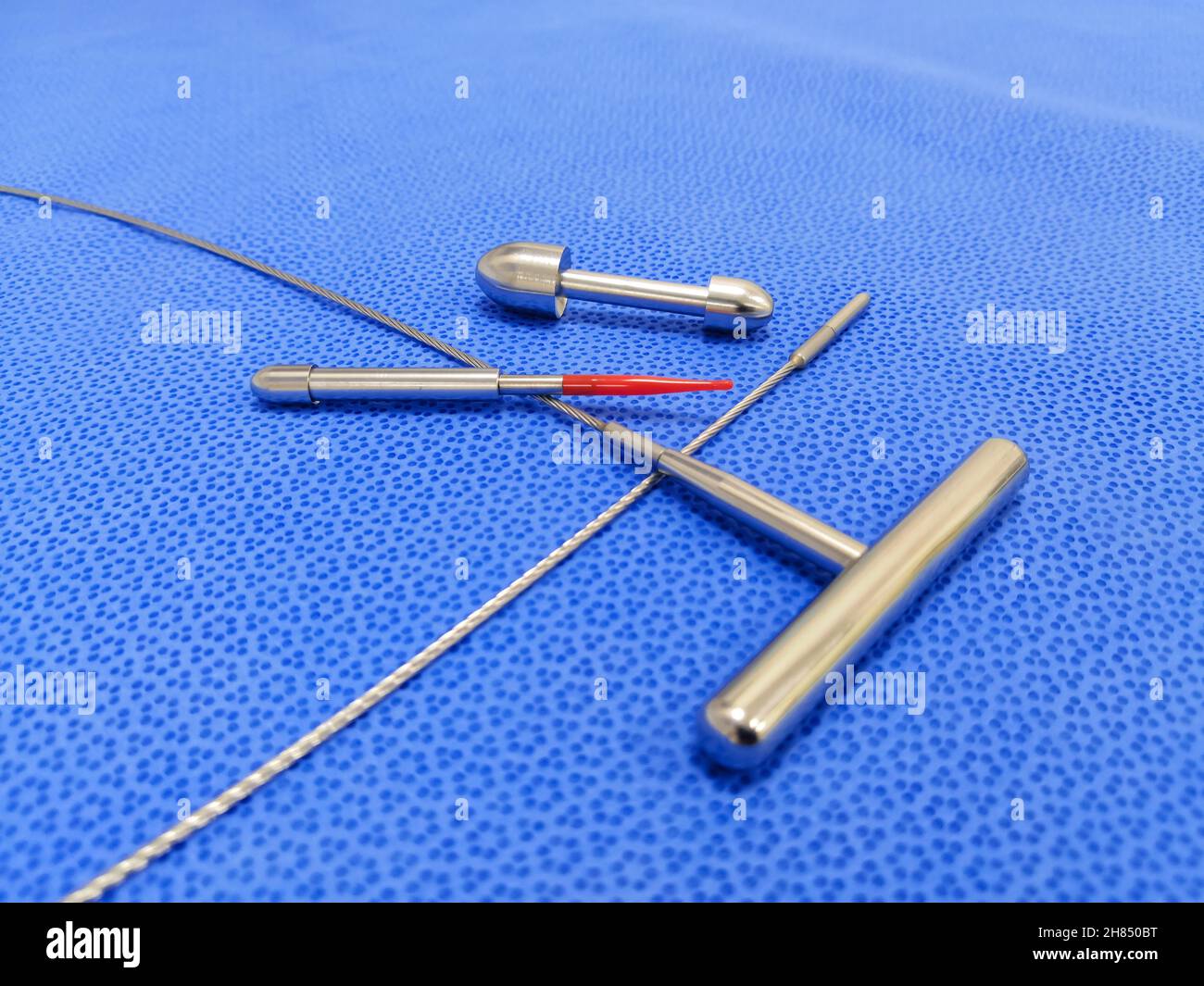 Closeup Image Of Surgical Instruments Of Varicose Veins Treatment. Selective Focus Stock Photo