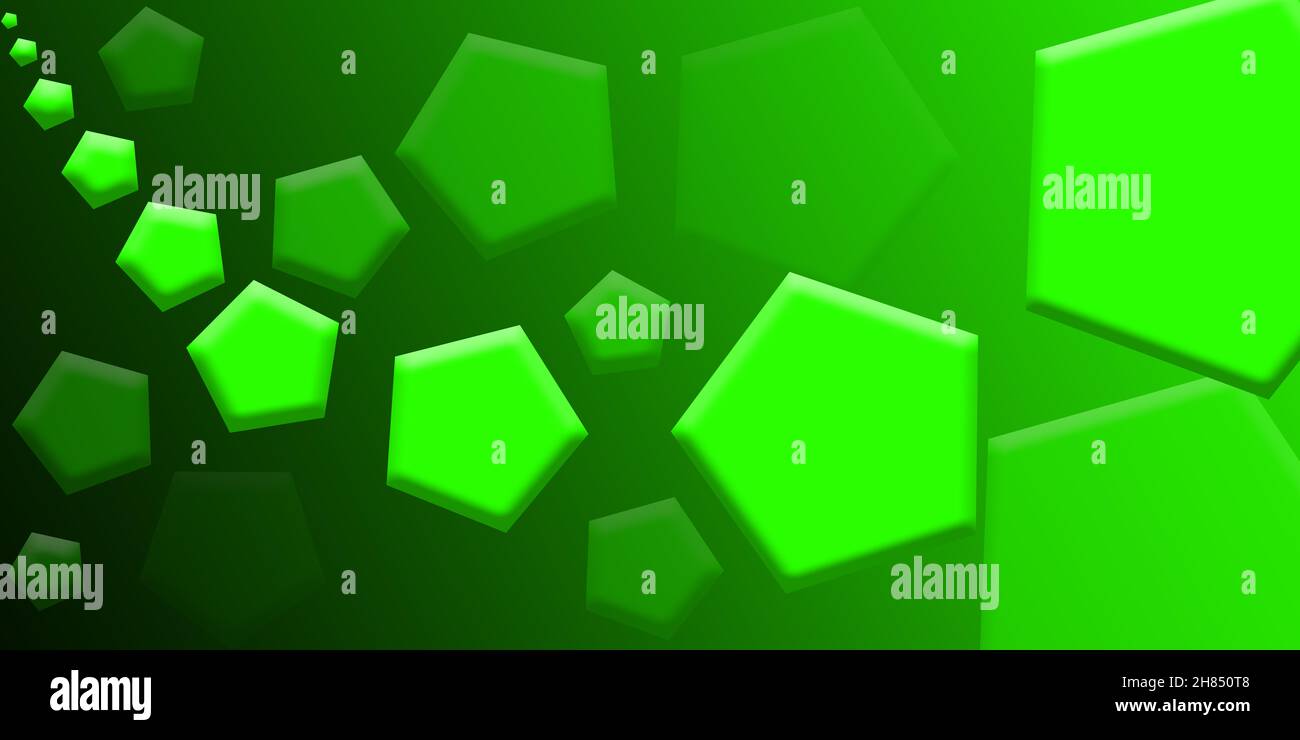 Beautiful Green Color Backdrop Or Background Design With Pentagon Shapes Stock Photo