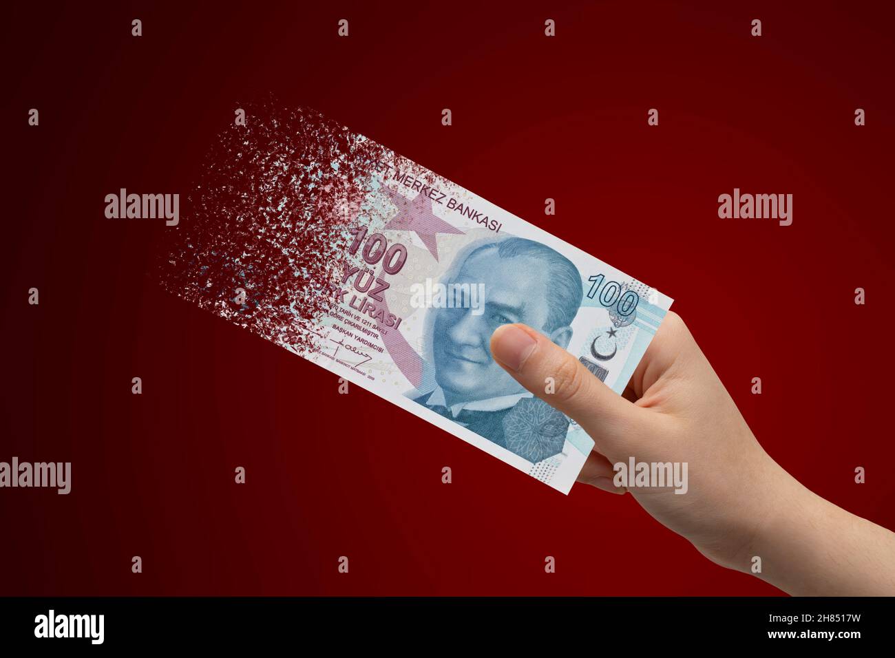 hand holding money. Financial crisis concept Stock Photo