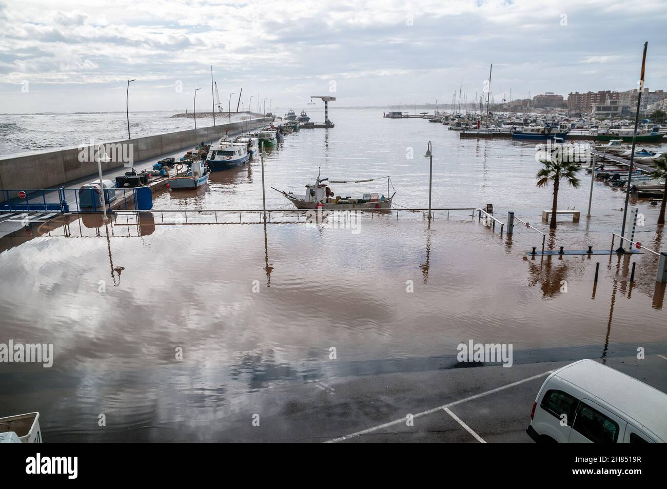 sever floods in city of L'ampolla, novembre 2021, Catalonia, Spain Stock Photo