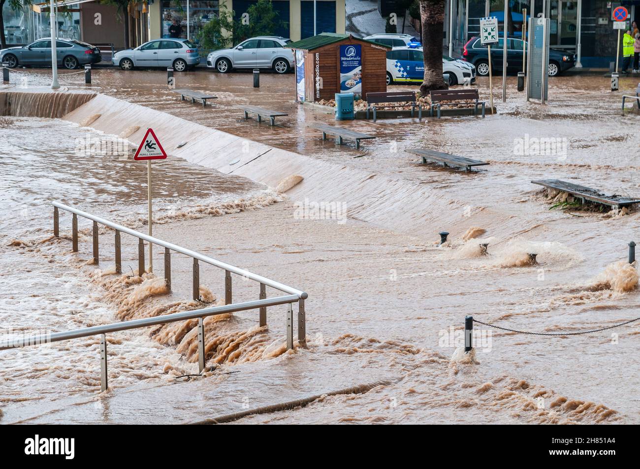 sever floods in city of L'ampolla, novembre 2021, Catalonia, Spain Stock Photo