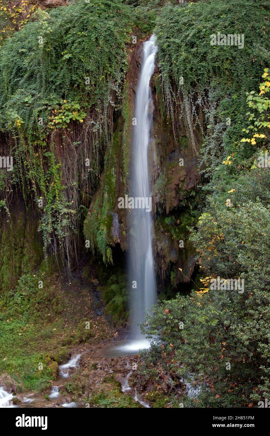 Waterfall of Hell's Valley, Villa Gregoriana, Tivoli, Italy Stock Photo