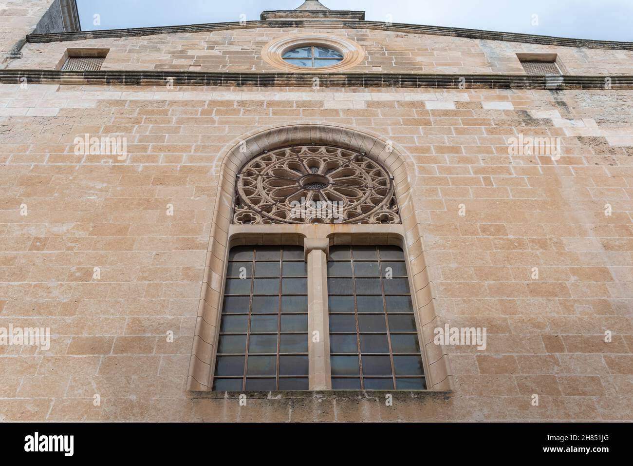 Main facade of the Christian convent of San Vicente Ferrer in the Majorcan town of Manacor Stock Photo