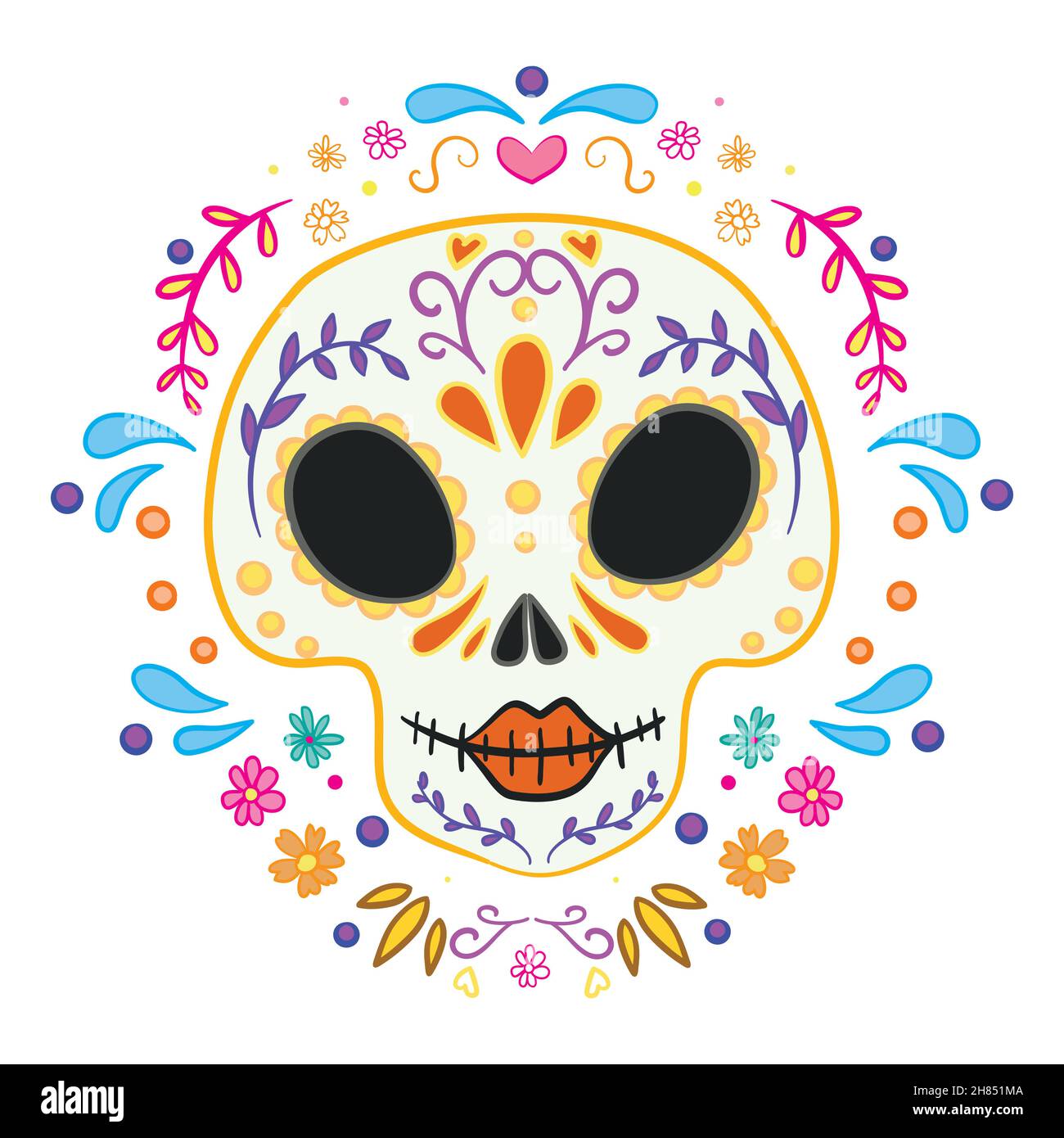 Vector skull on a white background . Day of the dead. Halloween poster ...