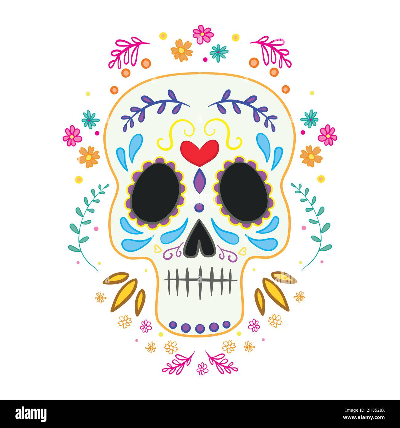 Vector skull on a white background . Day of the dead. Halloween poster ...