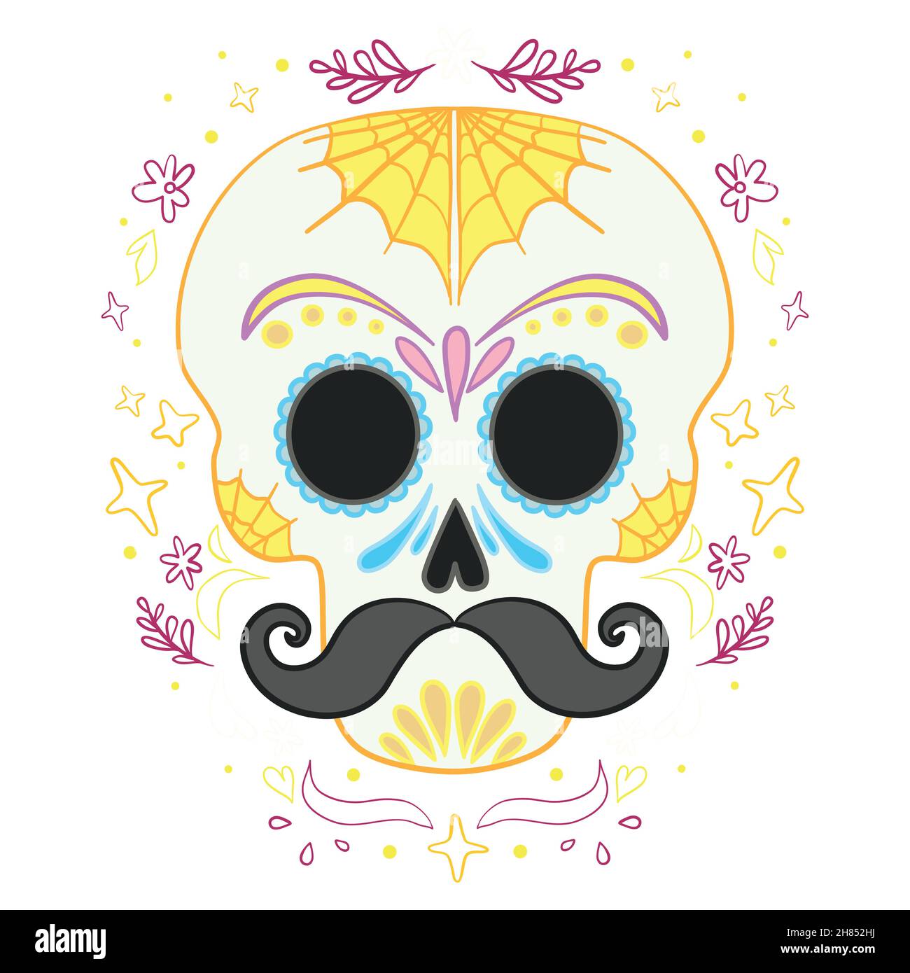 Vector skull on a white background . Day of the dead. Halloween poster ...