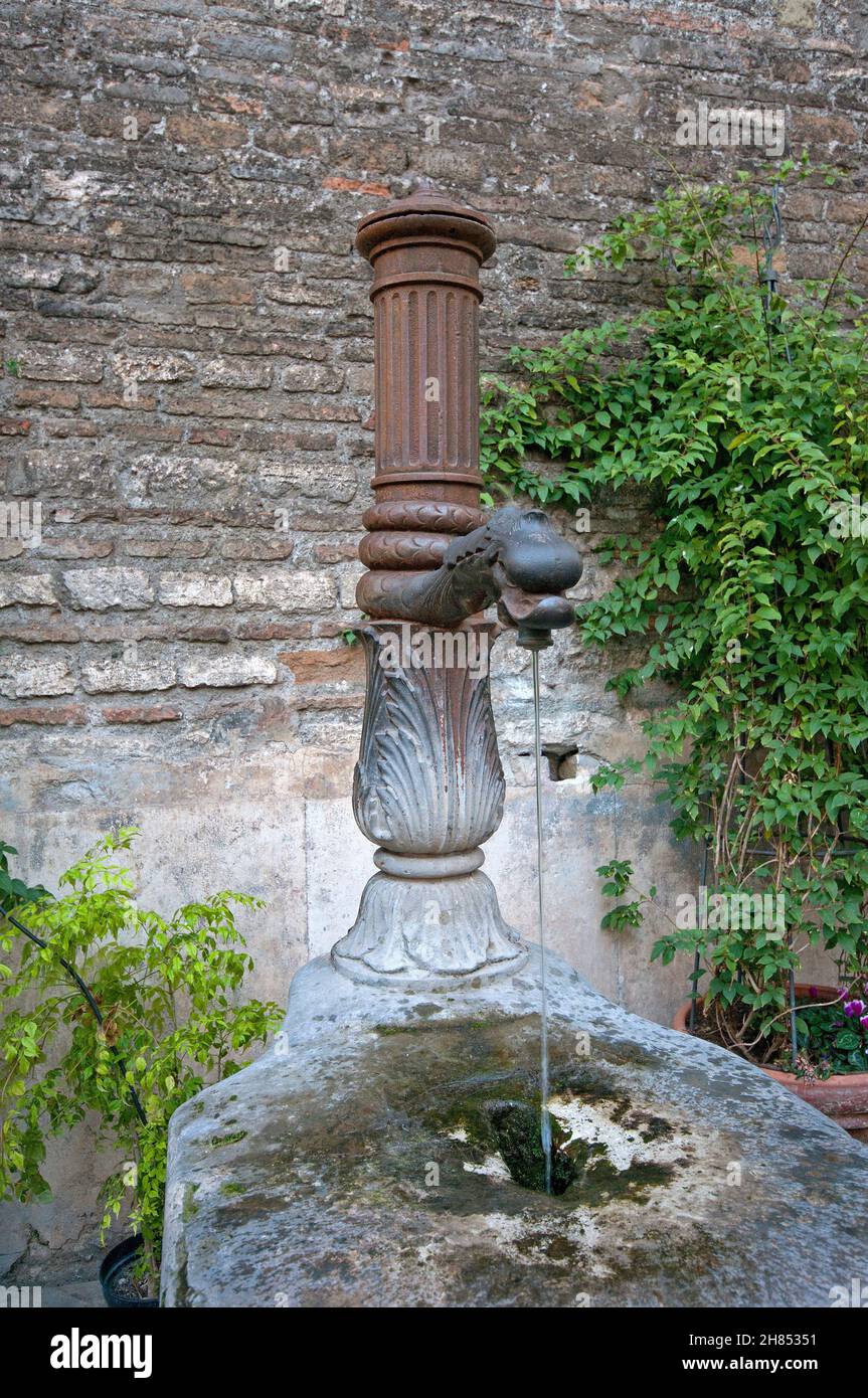 Old drinking fountain in Tivoli, Lazio, Italy Stock Photo
