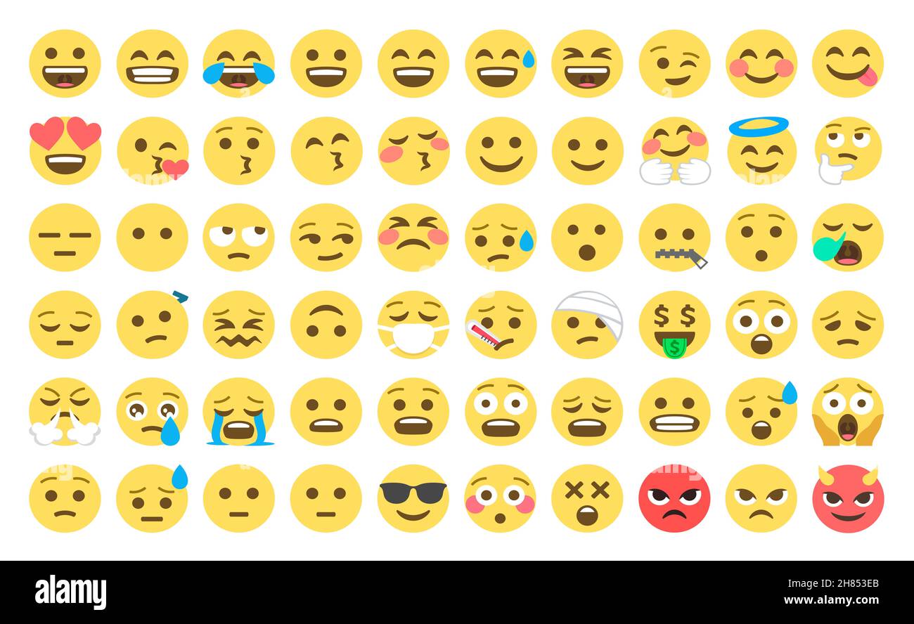 A Emoji set background isolated on white Stock Photo