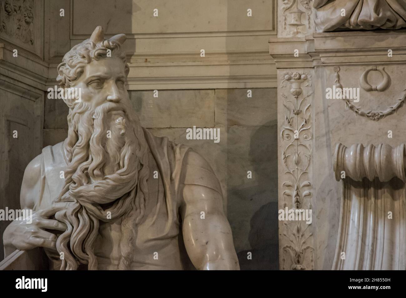 Statue of Moses by Michelangelo in Rome, Italy Stock Photo