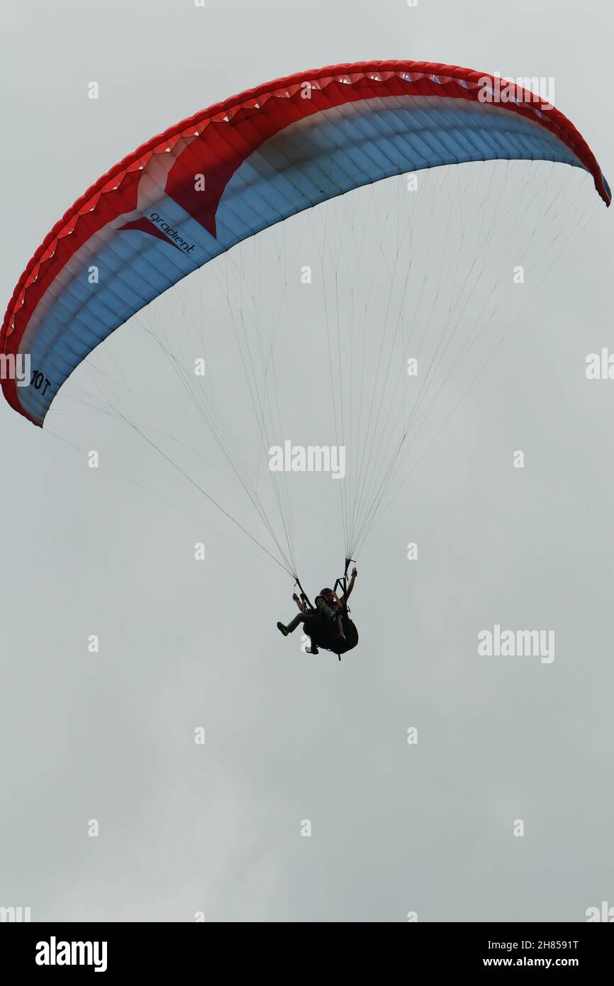 paraglider flying on August 23, 2014 in Merida Venezuela Stock Photo