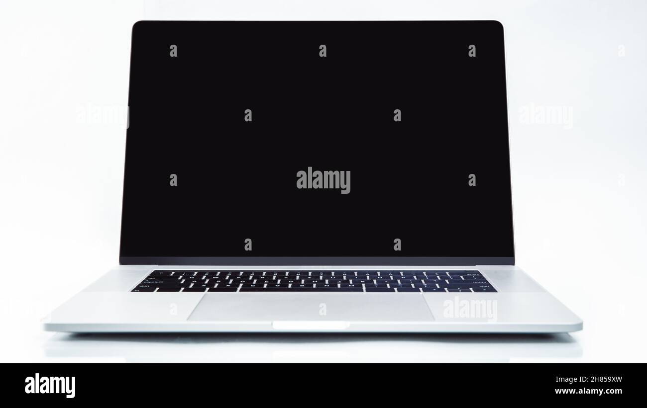 close up. stylish laptop on a white background. Stock Photo