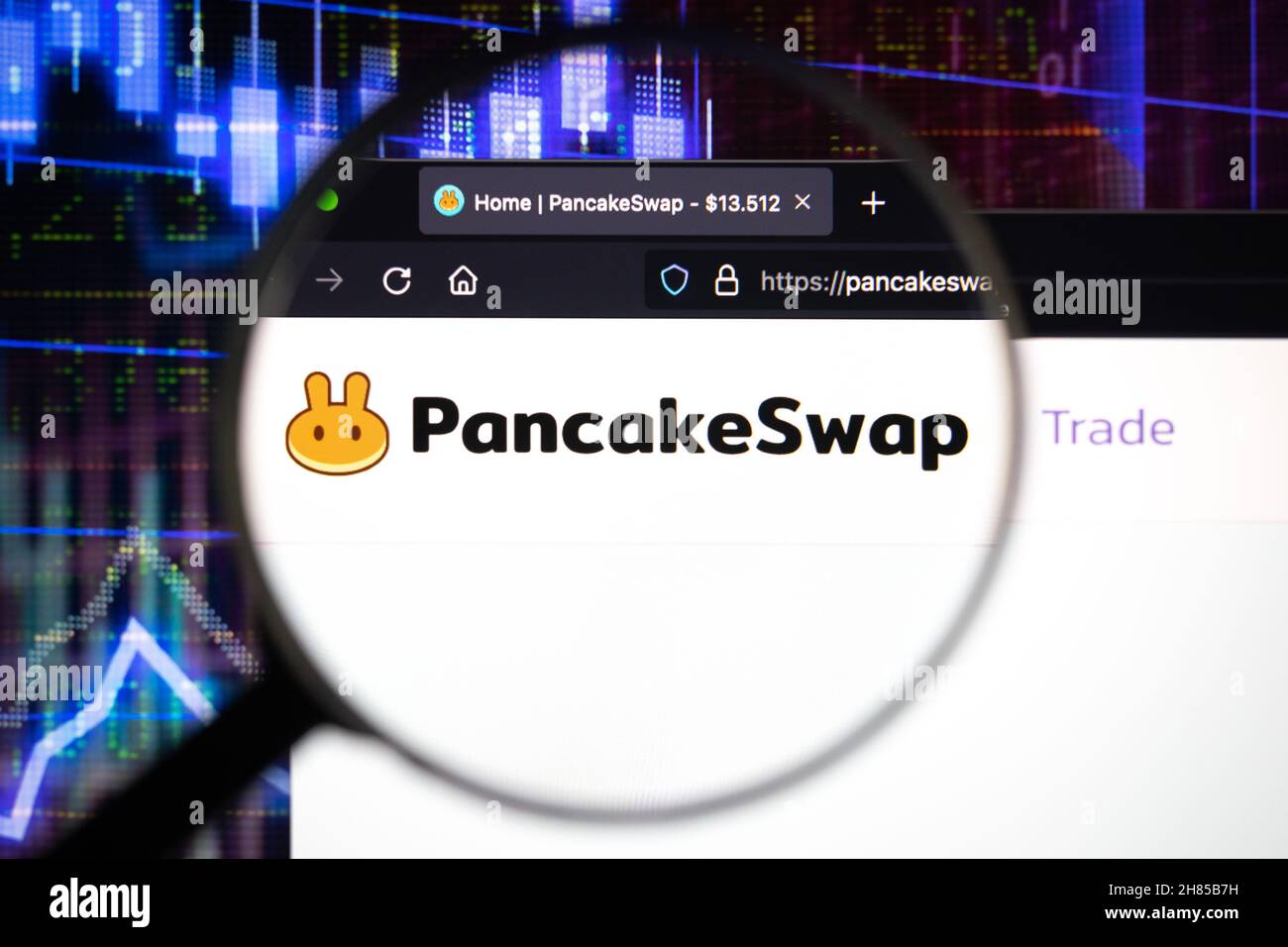 PancakeSwap decentralized cryptocurrency exchange company logo on a