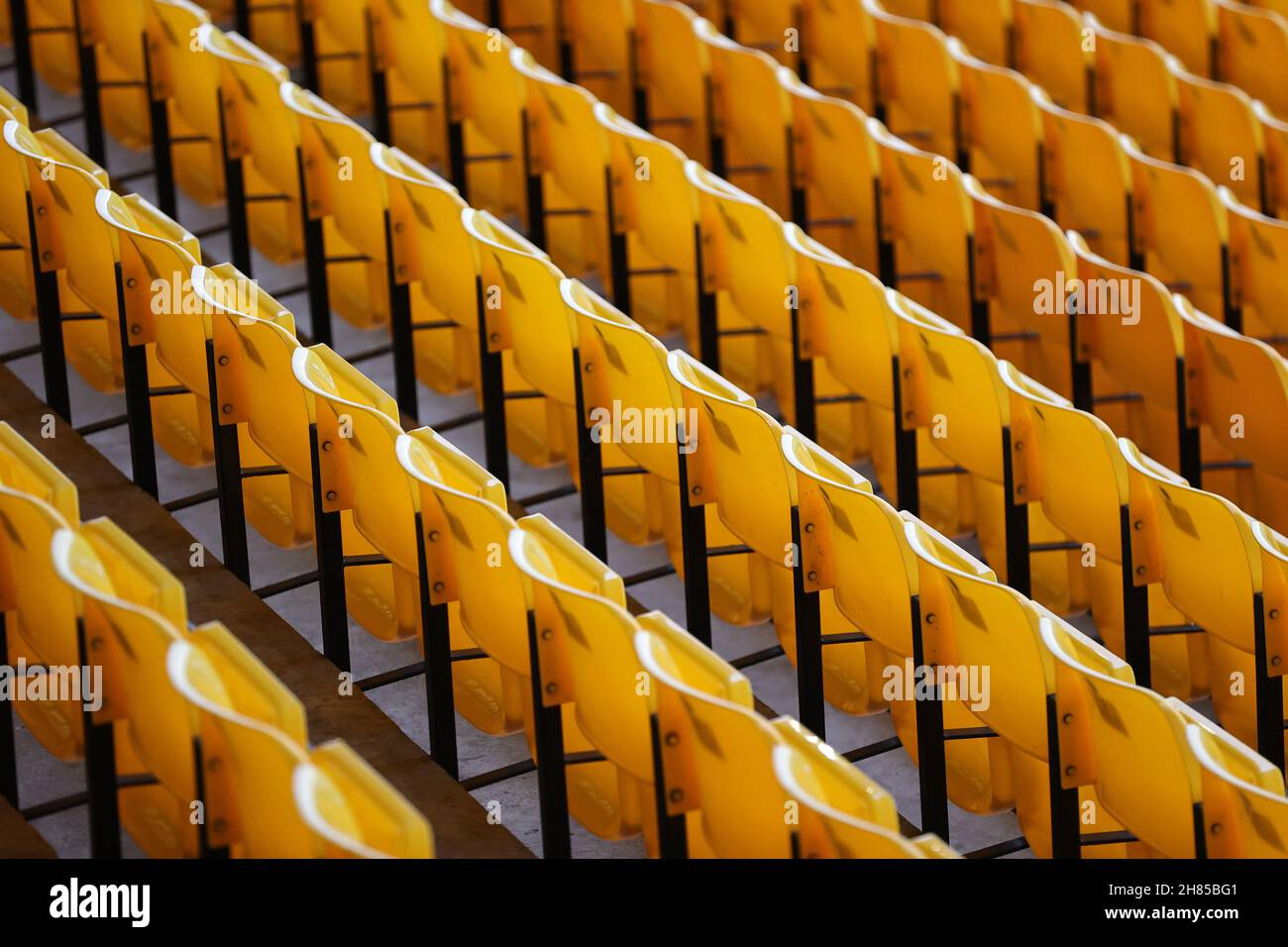 BURSLEM, UK. NOV 27TH. A general view of seats inside the stadium during the Sky Bet League 2 match between Port Vale and Hartlepool United at Vale Park, Burslem on Saturday 27th November 2021. (Credit: James Holyoak | MI News) Credit: MI News & Sport /Alamy Live News Stock Photo