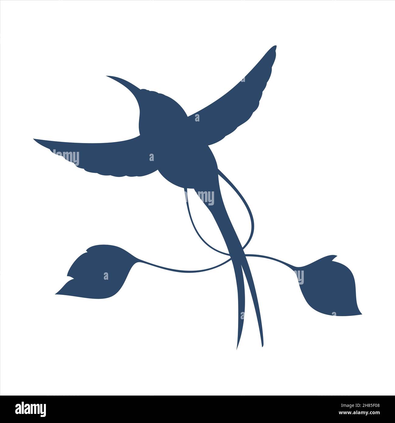 Silhouette of hummingbird. Loddigesia mirabilis. Isolated vector illustration. Stock Vector