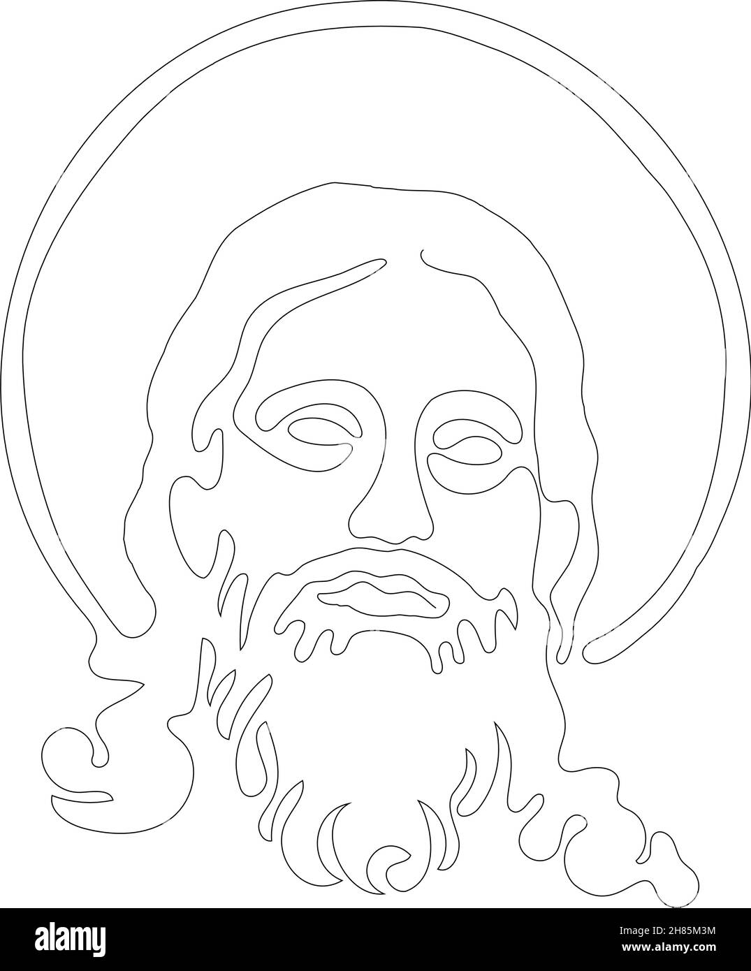 Jesus Christ face. Christian and Catholic religion. Vector illustration