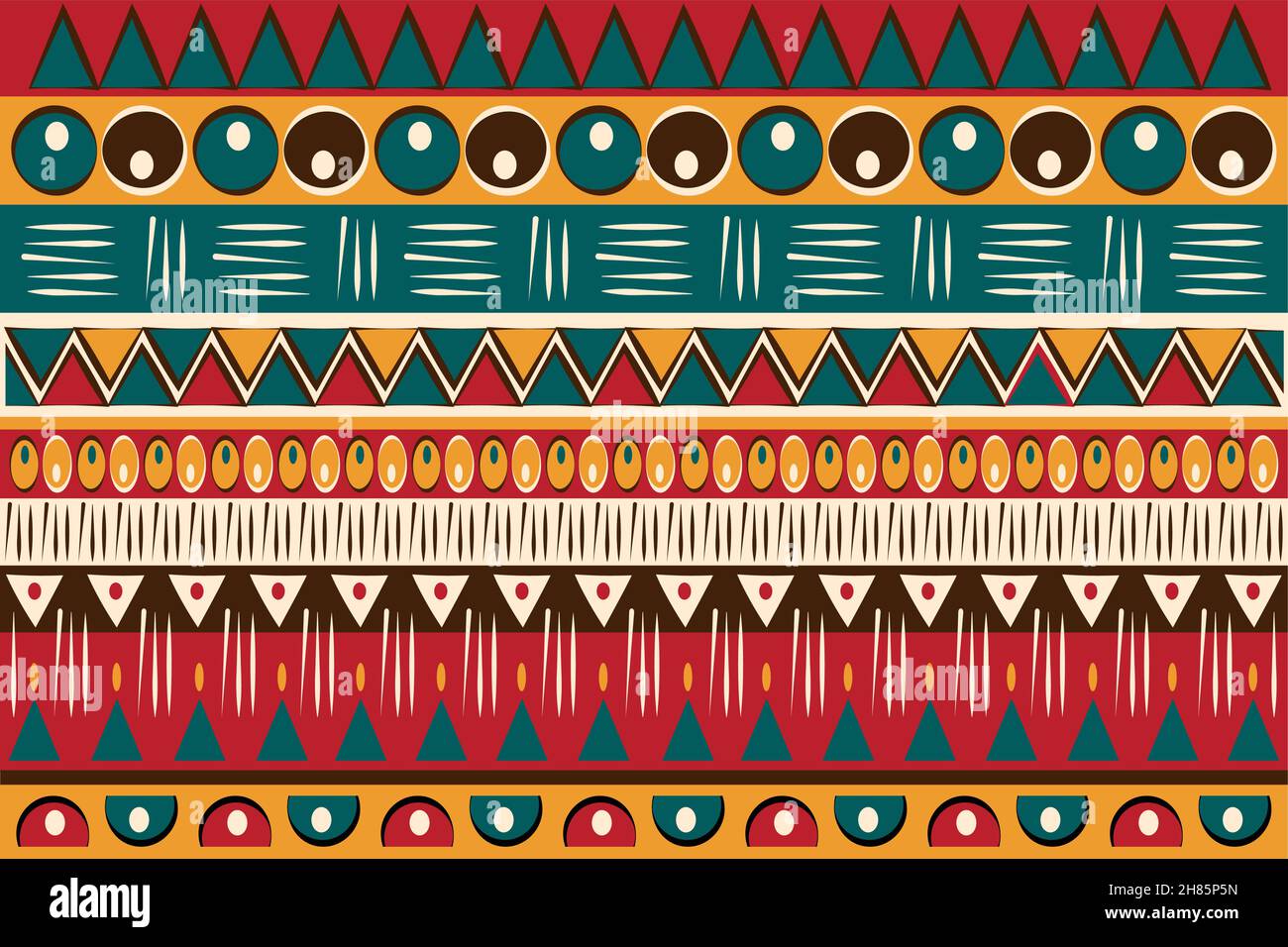 African print fabric, tribal ethnic ornament patchwork pattern. Handmade geometric elements ornament for your design, colorful Afro textile fashion Stock Vector