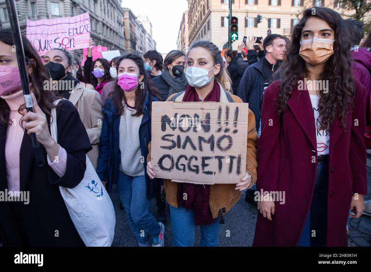 Rome, Italy. 27th Nov, 2021. National demonstration in Rome organized by Non Una Di Meno association against violence against women. (Photo by Matteo Nardone/Pacific Press Credit: Pacific Press Media Production Corp./Alamy Live News Stock Photo