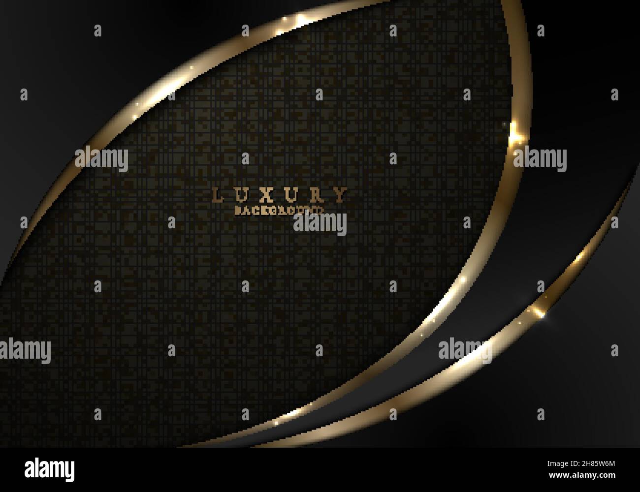 Abstract template elegant 3D black and gold curve with lighting on dark ...
