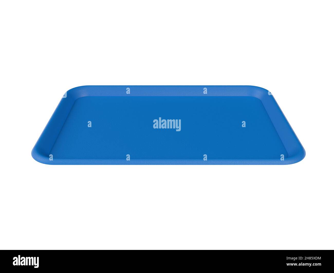 Empty blue plastic tray isolated on white background. 3d illustration. Stock Photo