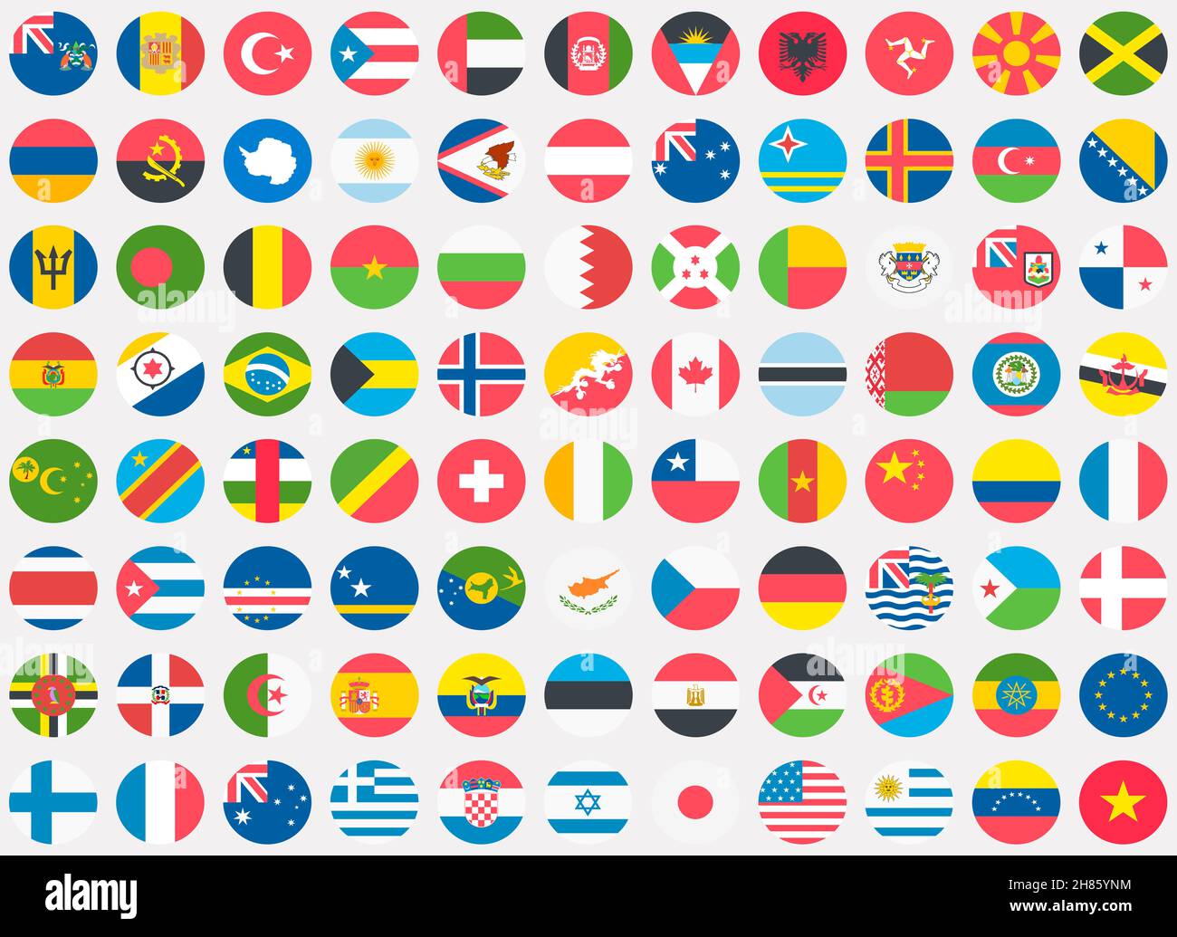 Emoji Set Background Of Flags Of Countries Around The World Isolated On