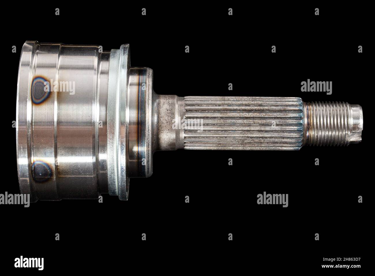 CV Joint, constant velocity joints. Part wheel of the car, isolated on black background, with