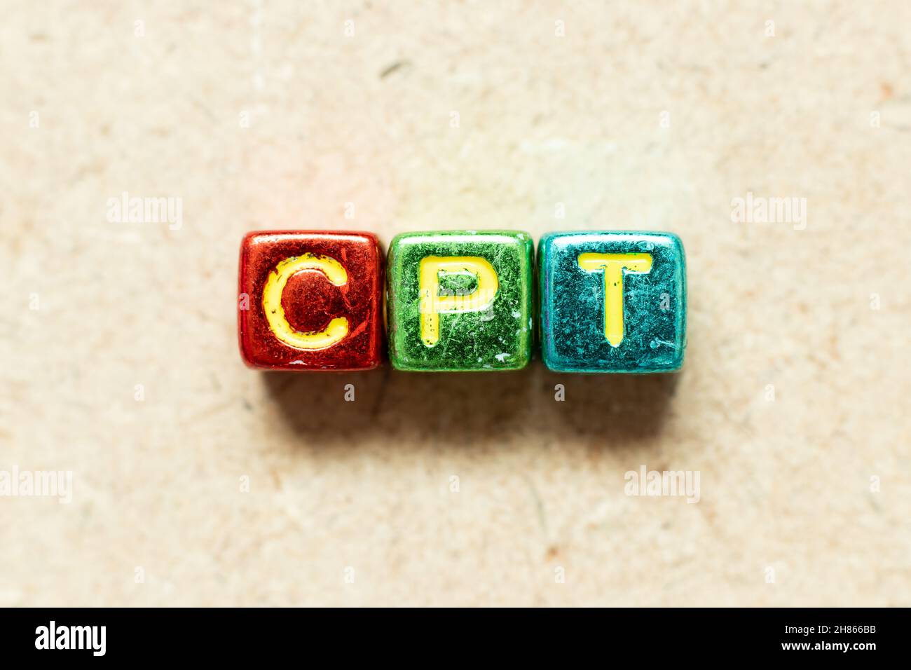 Metallic color alphabet letter block in word CPT (Abbreviation of ...