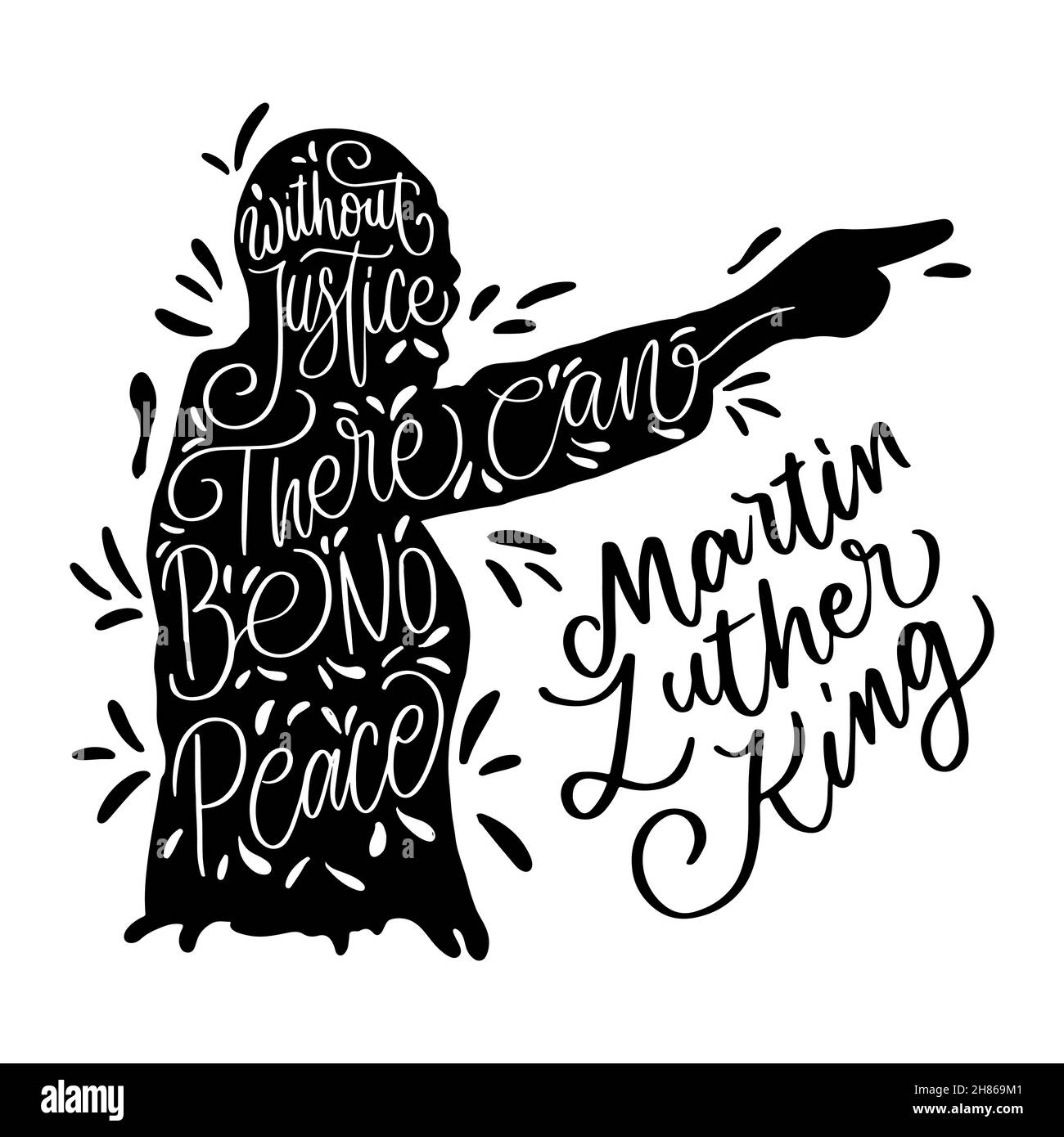 martin luther king day. hand lettering quotes from martin luther king with silhouette. vector isolated design Stock Vector