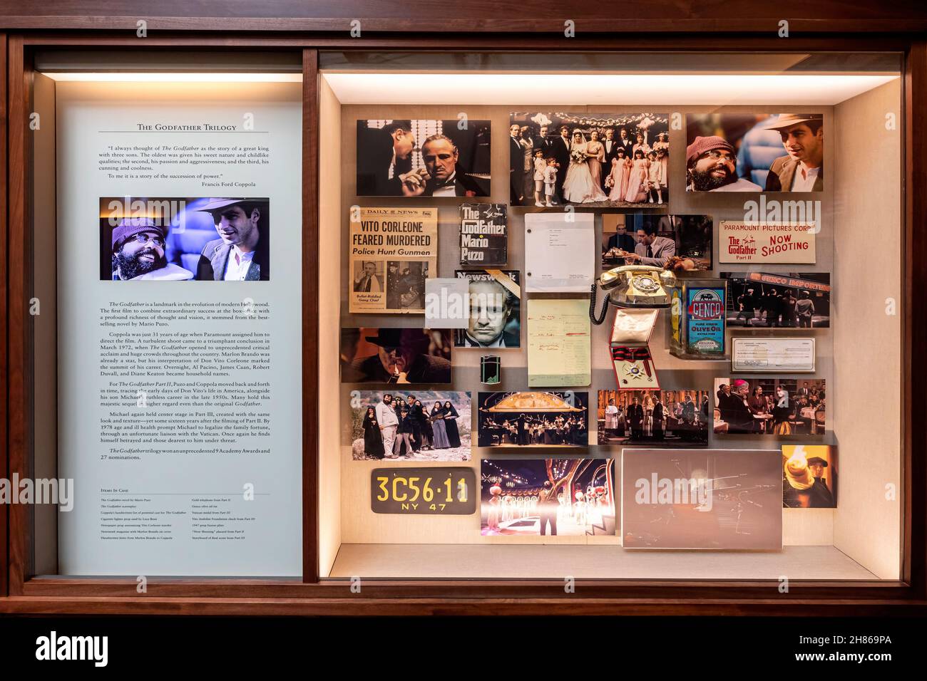 The Godfather Display Case, Francis Ford Coppola Winery, Geyserville, Northern California, USA Stock Photo