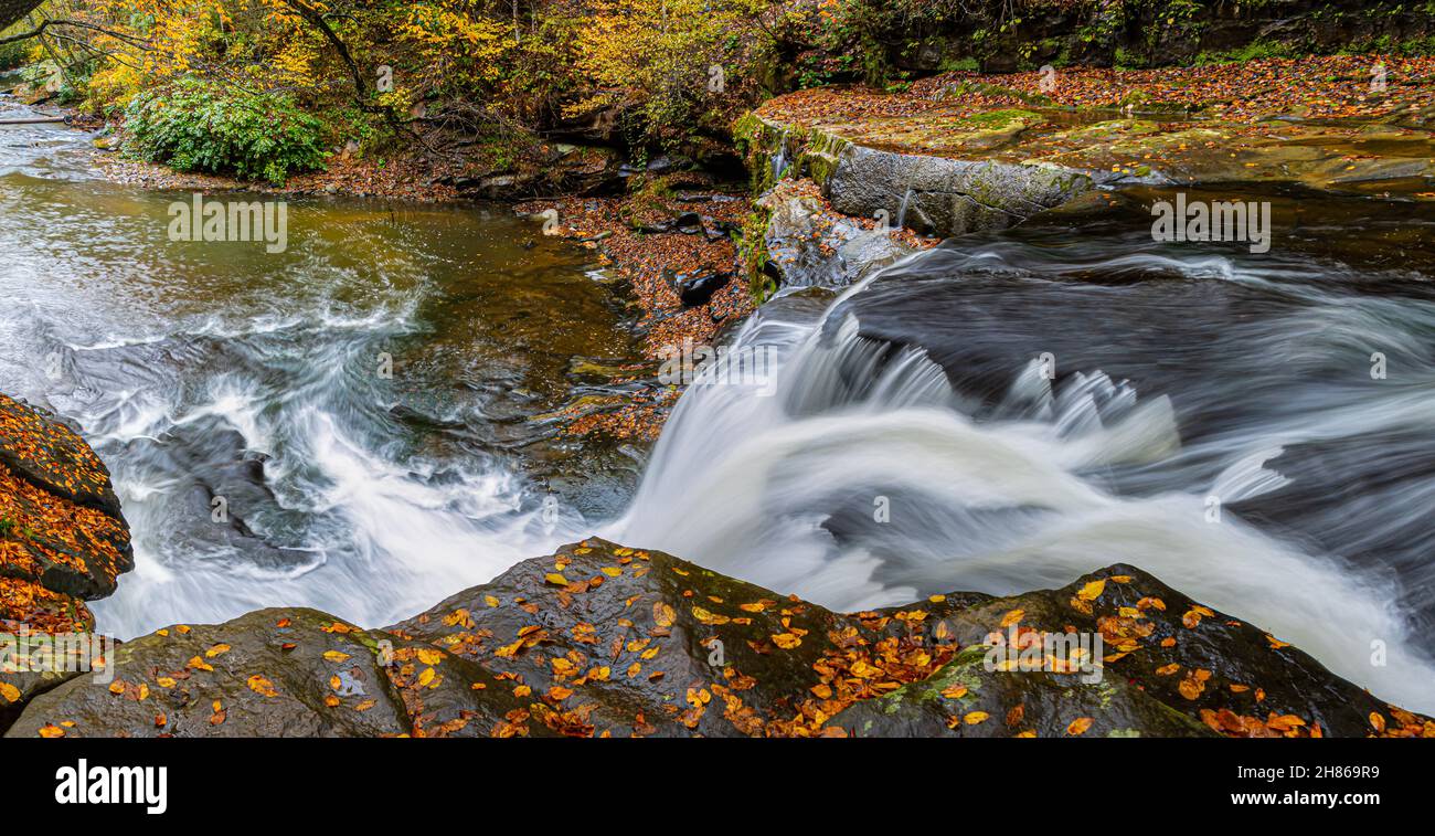 Dunloup Creek Falls With Fall Color New River National Park, West