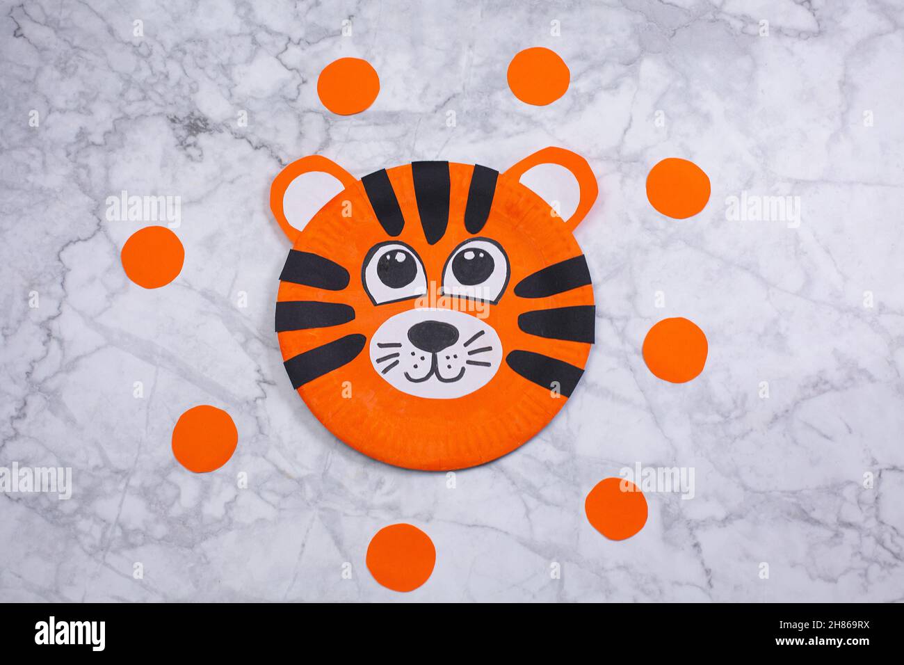 Tiger made of Paper Plate Tiger Craft. STEP 7. finished result of step