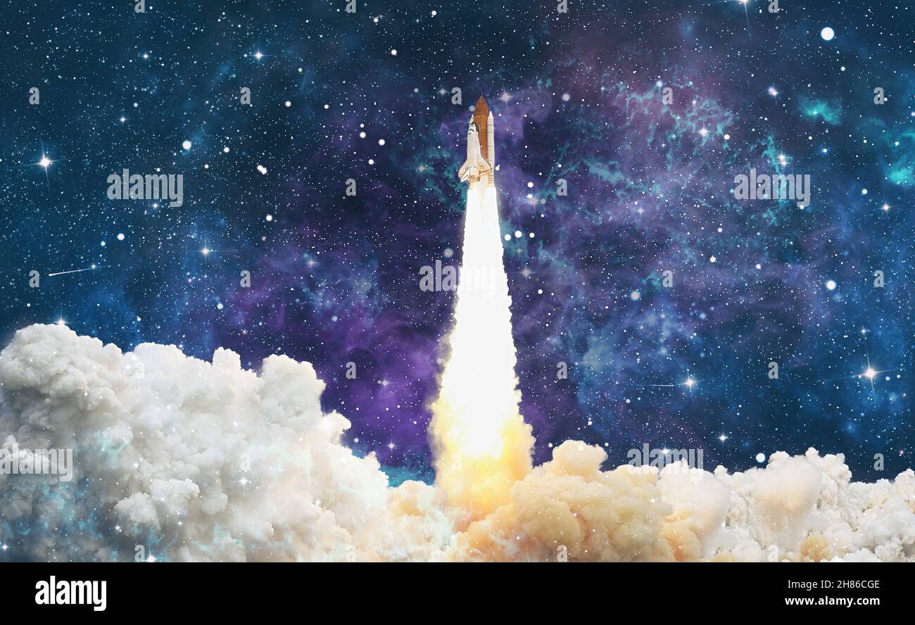Space Shuttle Launch.Deep space. Beauty of endless universe. Elements ...