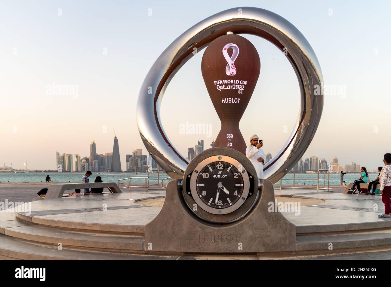 2022 FIFA World Cup countdown clock on Doha's corniche, November 25