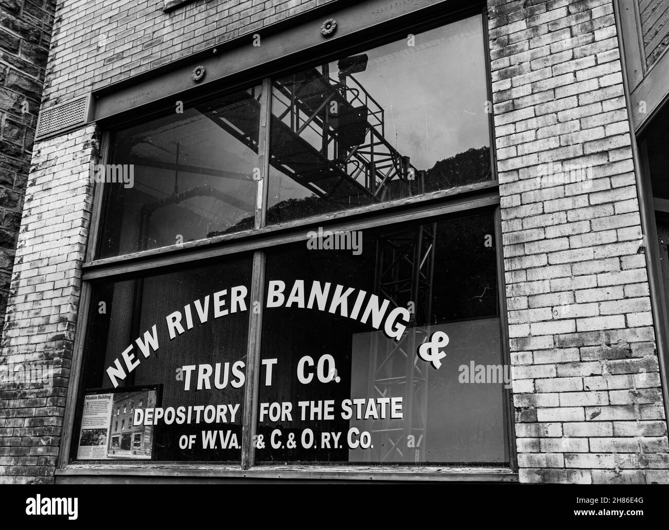 One of The Abandoned Bank Buildings in Downtown Thurmond Beside The Railroad Tracks, New River Gorge National Park, Wesy Virginia, USA Stock Photo