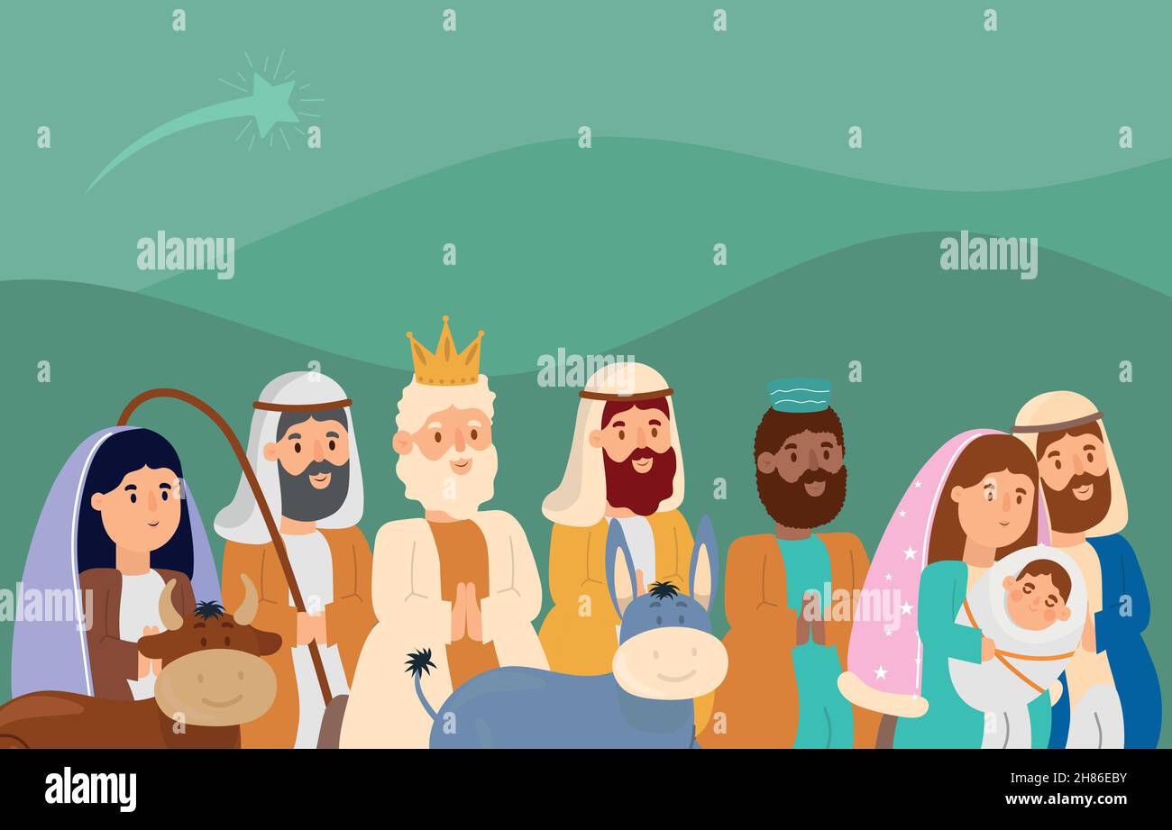nativity, manger scene Stock Vector