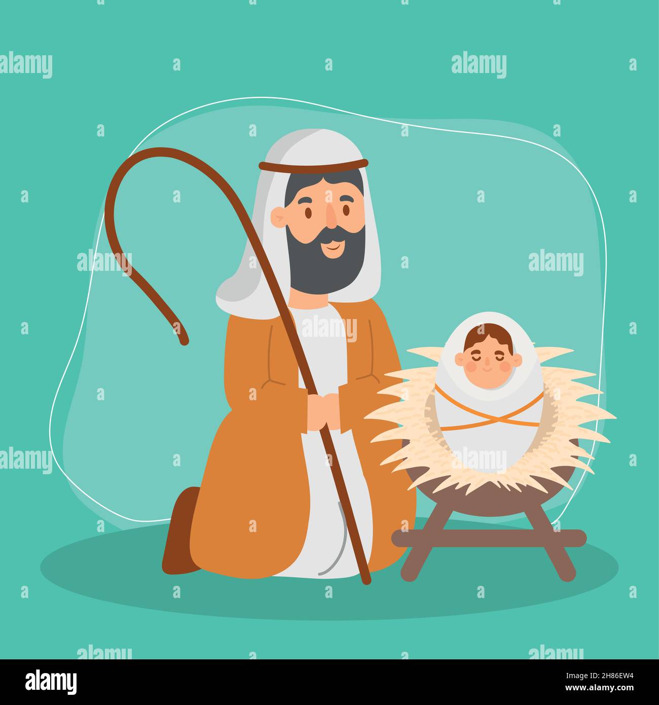 shepherd and baby jesus Stock Vector