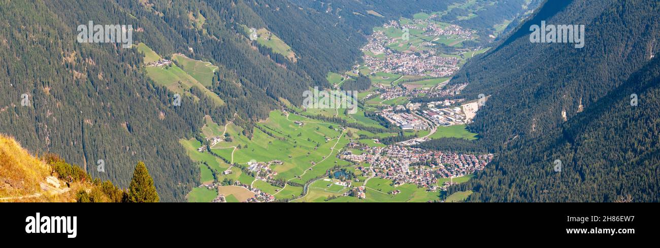 Stubai Valley looking north towards Innsbruck, as seen from the summit of Elfer Mountain, Tyrol, Austria Stock Photo
