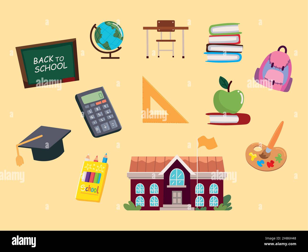 set of back to school Stock Vector Image & Art - Alamy
