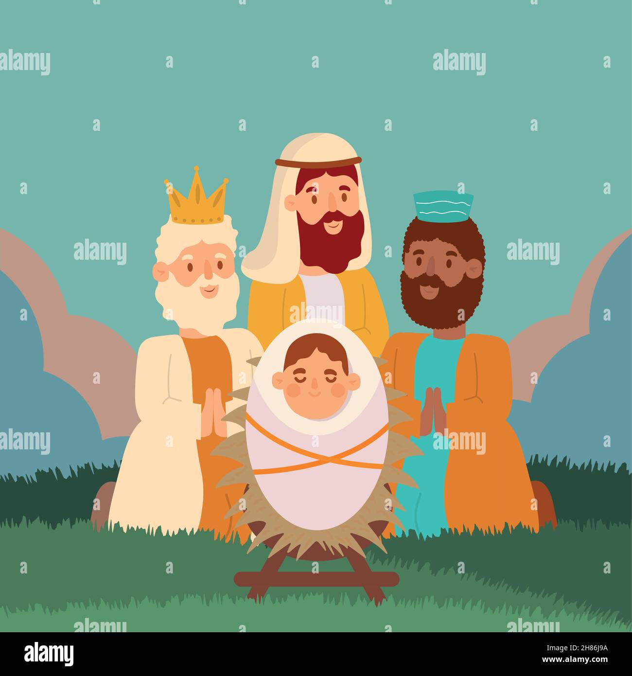 three wise men and baby Stock Vector Image & Art - Alamy