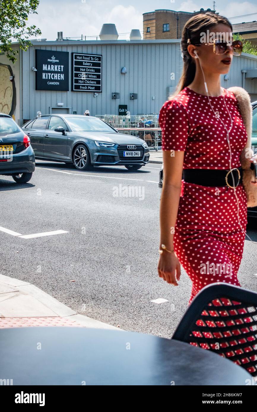 Red dress with white spots High 