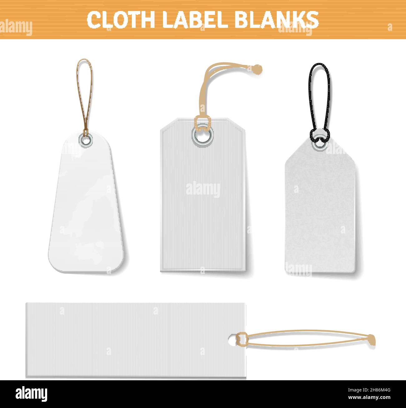 Clothes label blank white realistic tags set with title isolated vector