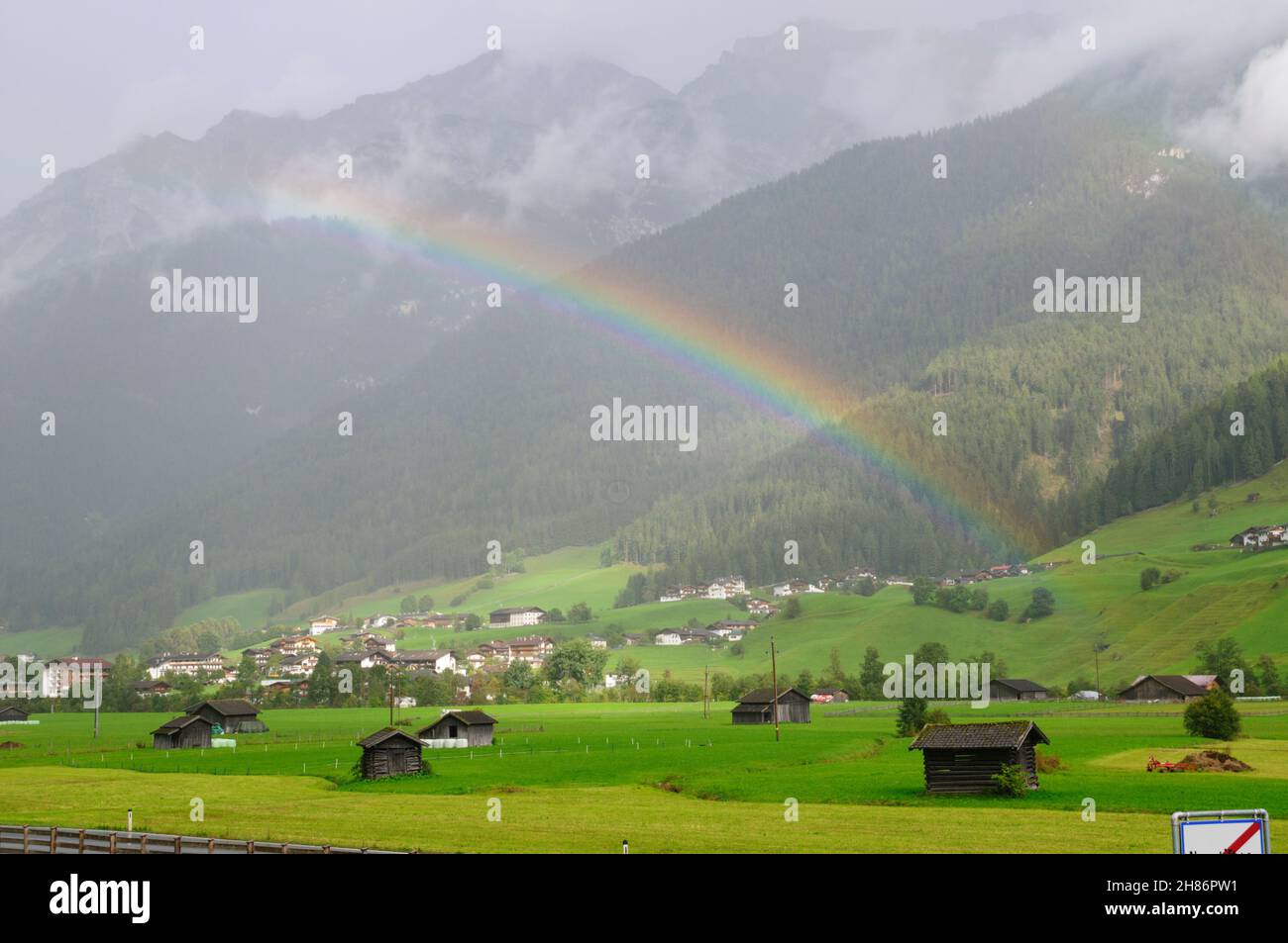 Rainbow Photographed in Neustift im Stubaital, Tyrol, Austria Stock Photo