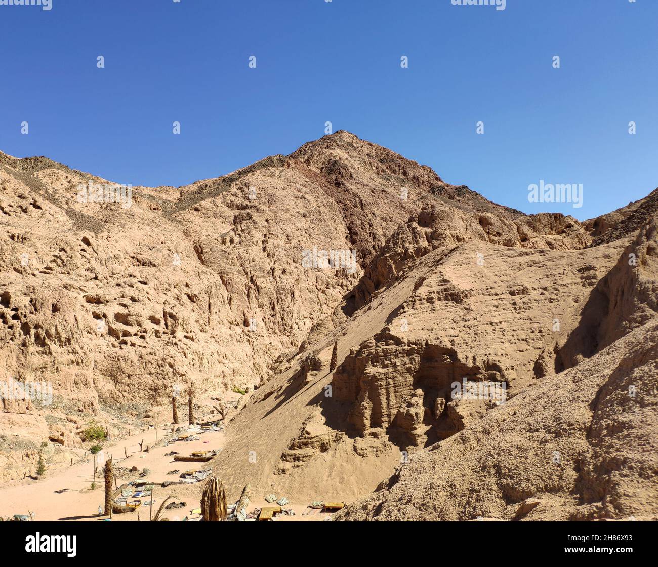 Sinai desert rocks and mountains background, mountain landscape wallpaper, picturesque view Stock Photo