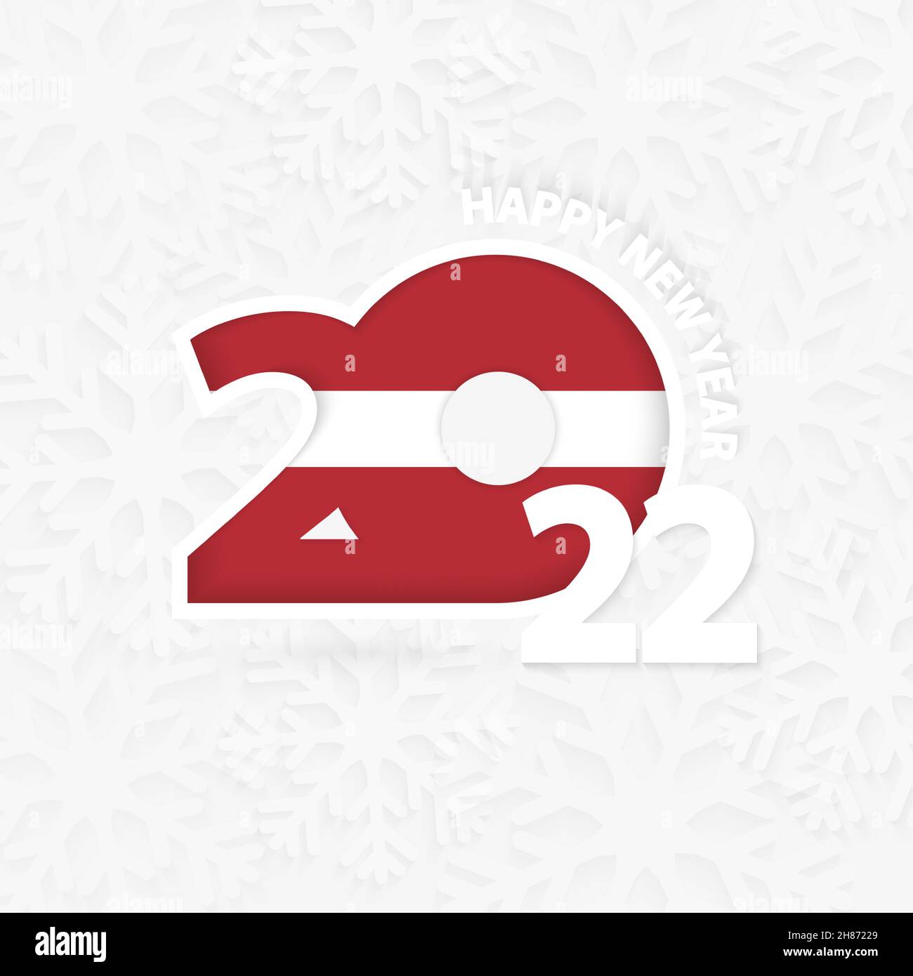 Happy New Year 2022 for Latvia on snowflake background. Greeting Latvia ...