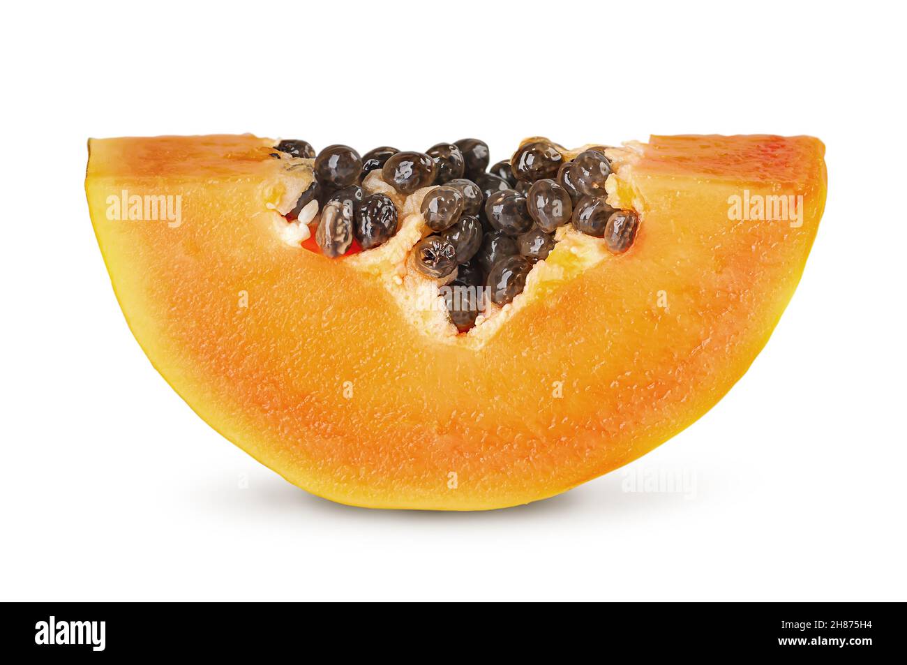 Small piece of ripe papaya isolated on white background Stock Photo