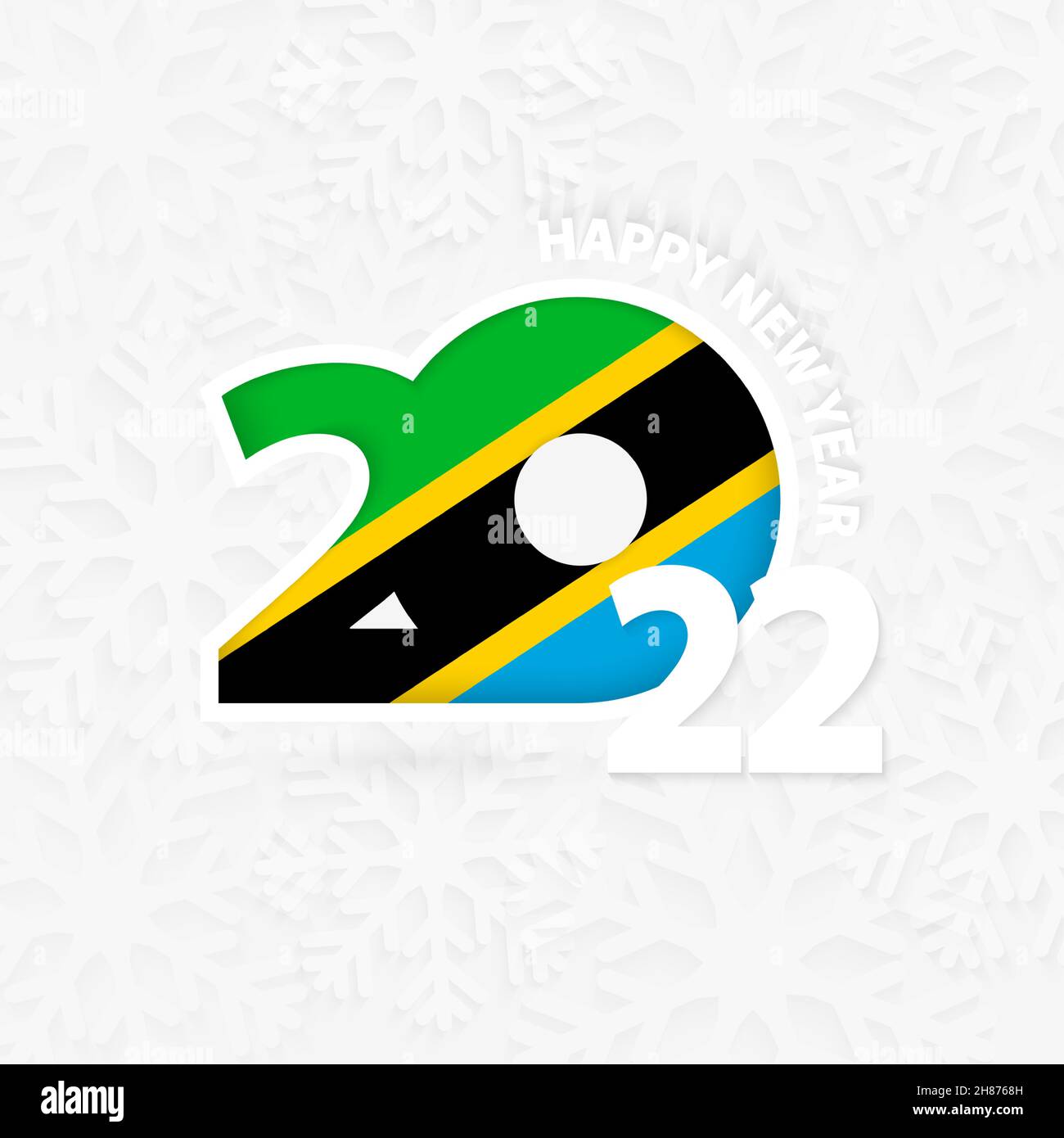 Happy New Year 2022 for Tanzania on snowflake background. Greeting Tanzania with new 2022 year. Stock Vector