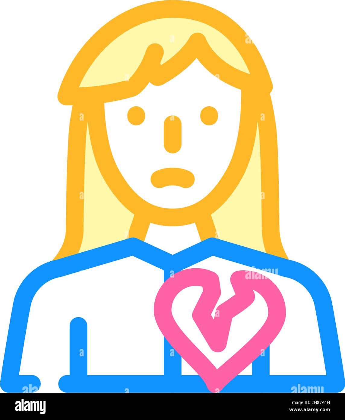 broken heart girl color icon vector illustration Stock Vector Image ...