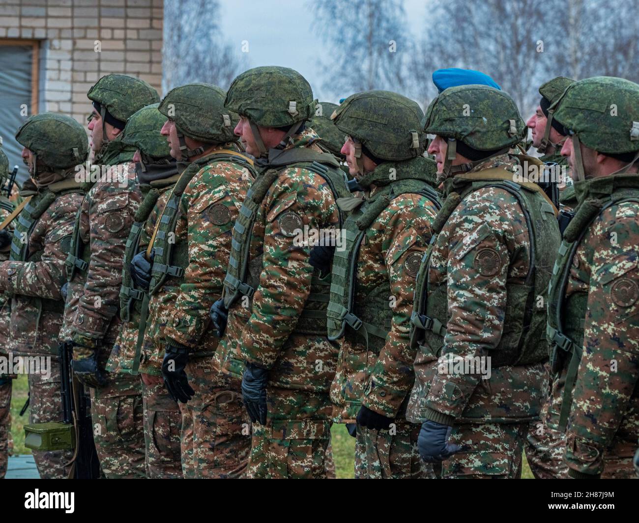 Kazan, Russia. 08 November 2021. Soldiers of the Armenian army in the ranks. Full combat gear.  Stock Photo